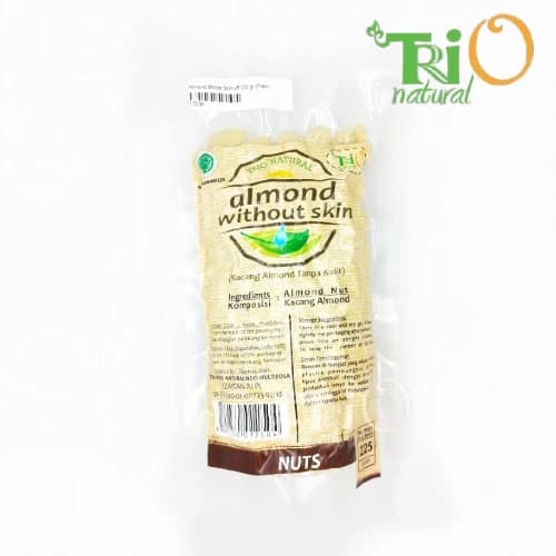 Trio Natural Almond Whole Without Skin Raw 225 gram