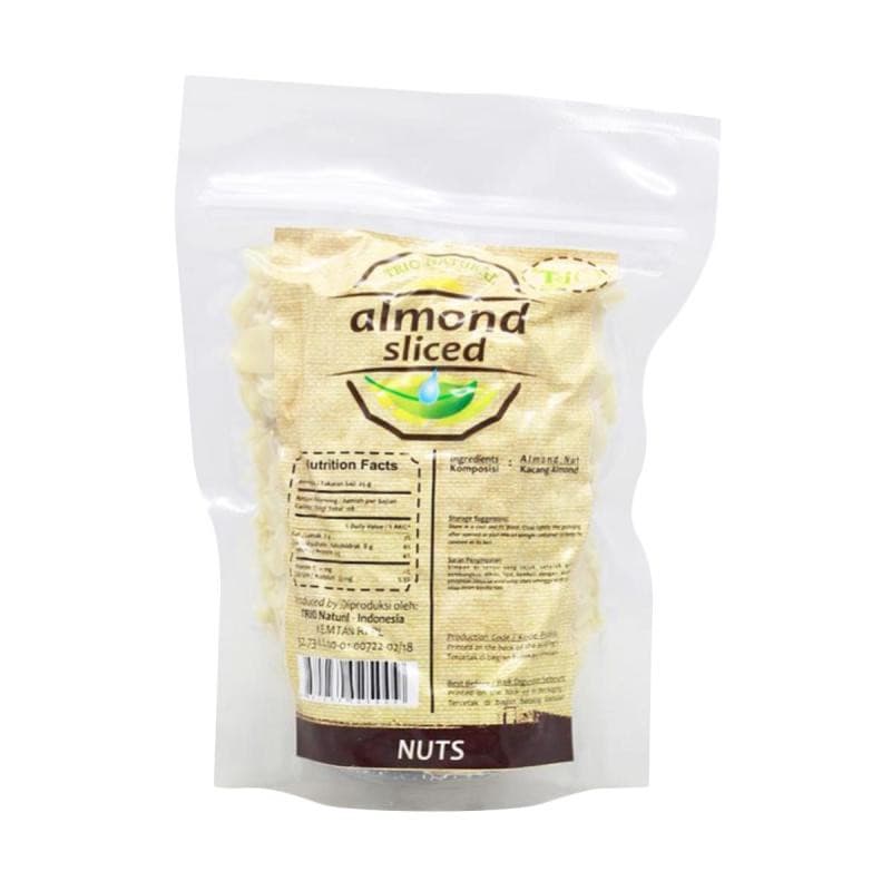 Trio Natural Almond Sliced Raw 225 gram