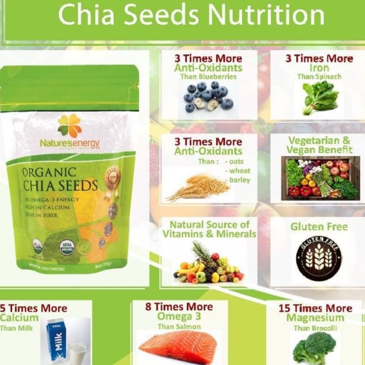 Chia Seed Organik Makanan Diet Nature Energy — 100gr