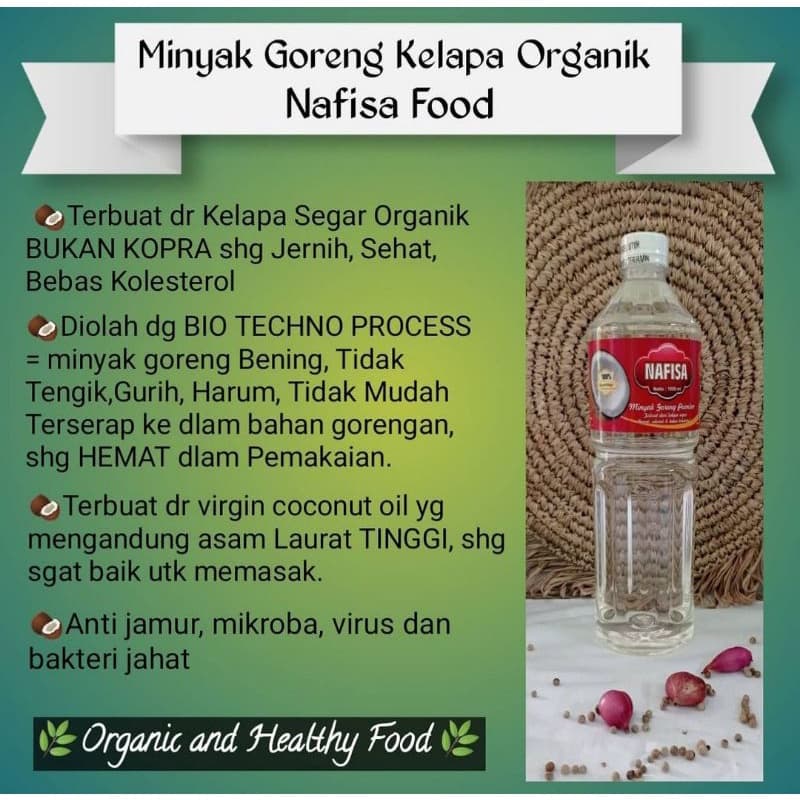 Minyak Goreng Kelapa Organik Nafisa Lemak Tambahan MPASI
