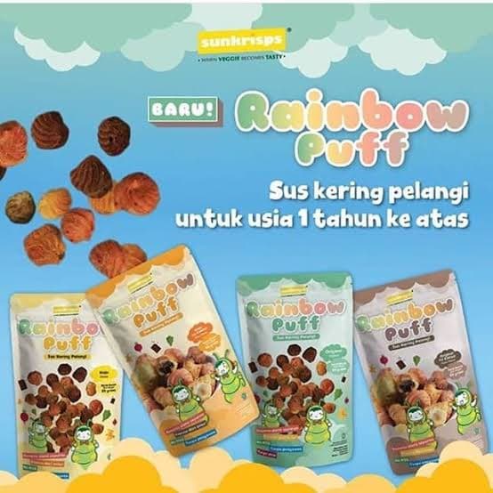 Rainbow Puff Cemilan Sehat Anak — Rainbow puff keju