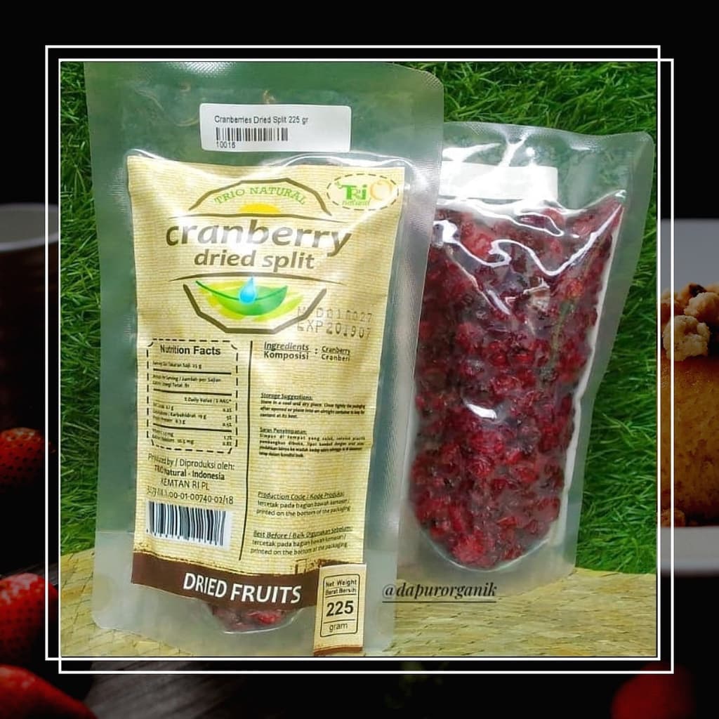 Trio Natural Cranberries Dried Split 225gr